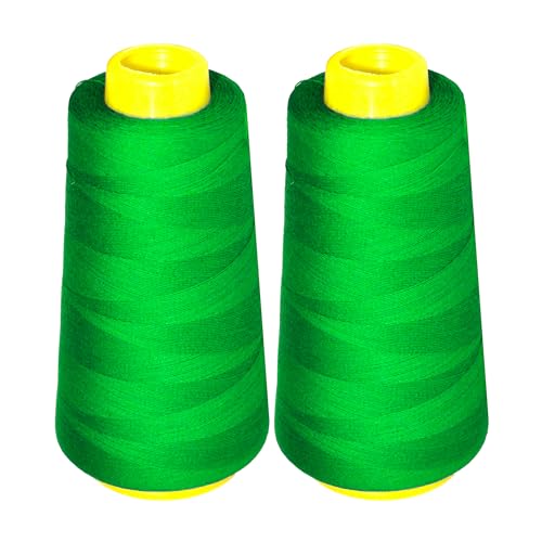 Image of Mandala Crafts Green Thread Cones for Machine and Hand Quilting - 2400 Yds 50 WT Multiple Purpose Mercerized 100% Cotton Threads for Sewing Machine Serger Embroidery