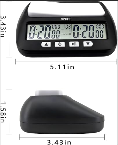 Image of 24x7 eMall Chess Clock for Professional Board Games Timer Clock Pro Digital Chess Timer Professional for Board Games Timer with Alarm Function Count up and Count Down Black