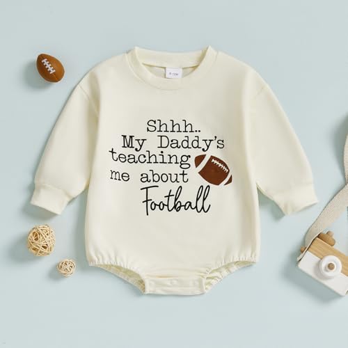 GOOCHEER Newborn Baby Boy Girl Football Outfit Letter Sweatshirt Bubble Romper Long Sleeve Bodysuit Clothes Fall Winter3