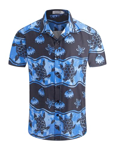 Image of Yoimira Hawaiian Shirts for Men, Print Mens Casual Short Sleeve Button Down Shirts Floral Aloha Beach Shirt