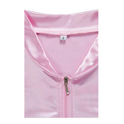Women's 50s Ladys Pink Satin Jacket Jacket with Neck Scarfs Halloween Cosplay Costume2