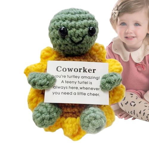 Imagen de Genérico Tejido Amigurumi Positivo Tortuga De Crochet con Mensajes Positivos Juguetes De Peluche Suave Animales Hechos A Mano para Niñas Y Niños Profesores Enfermeras Cumpleaños Graduación