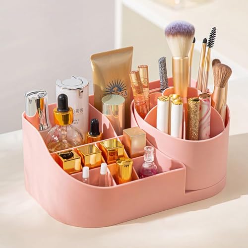 Image of Leawall 360 Rotating Cosmetic Organizer for Nail Polish, Brushes, Lipstick & Jewelry Makeup Storage Box for Bedroom & Bathroom - Jewelry organiser, Wardrobe & Dressing Table Storage(Multicolor)
