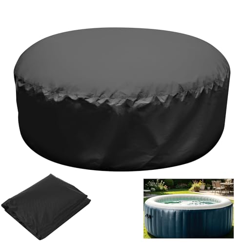 Runde Whirlpool-Abdeckung 215 x 70 cm 420D volle Abdeckung UV-beständig und wasserdicht vollständige Abdeckung für 4 Personen Whirlpool im Freien