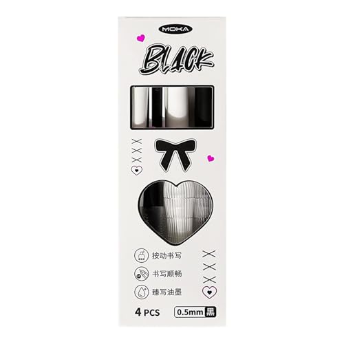 Niaviben Black Retractable Gel Pens 0.5mm Point Ink Smooth Writing Cute Aesthetic Pens For School & Home This Pen Is A Good Tool For Back To School Very Nice Pen For Work.25ml Retro 1951 (B, One Size)