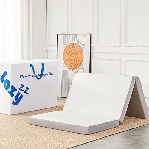 Lazyzizi Foldable Mattress, 3 Inch Memory Foam Trifold Mattress with