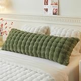LIFEREVO Fluffy Faux Rabbit Fur Body Pillow Cover, Cozy Moss Bubble Shaggy Plush Bed Body Pillowcase with Zipper Closure, Long 20"x54" Fuzzy Furry Pillow Case for Bedroom Home Decoration, Sage Green