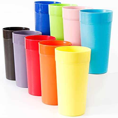 Youngever 18 Pack Unbreakable Plastic Tumblers 20 Ounce, Unbreakable Plastic Drinking Glasses, Plastic Cups, set of 18 in 9 colors