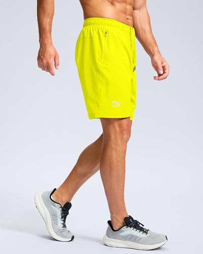 Image of G Gradual Men's Athletic Running Shorts with Zipper Pockets Quick Dry 7 inch / 5 inch / 9 inch Workout Gym Shorts for Basketball Hiking