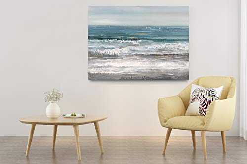 Yihui Arts Large Dinning Room Wall Art Hand Painted Modern Abstract Seascape Canvas Oil Painting Ocean Beach Coastal Picture Artwork for Home Decor - Image 7