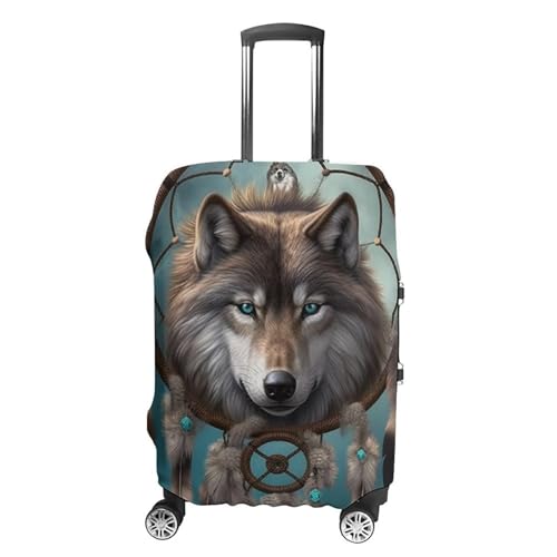 Travel Wheeled Suitcase Sleeve Dustproof Anti-scratch 3D Wolf Dream Catcher Luggage Case Protective Cover For 19-32 Inch Luggage