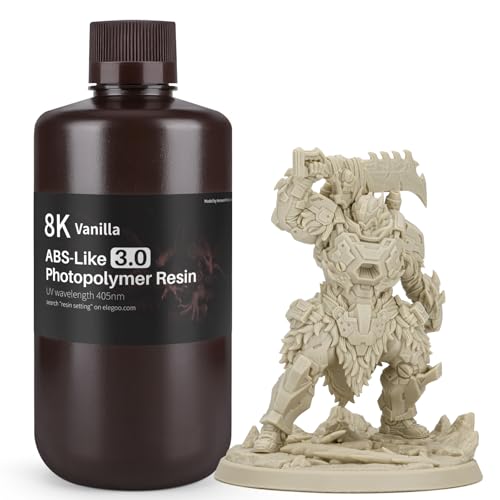 ELEGOO 8K ABS-Like Resin 3.0, UV-Härtendes 3D Resin mit Hohe Präzision, Nicht Spröde, Verbesserte Festigkeit und Zähigkeit für LCD/DLP 3D Drucker Photopolymer Harz Vanille 1000g