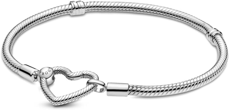 Pandora Moments Heart Clasp Snake Chain Bracelet - Charm Bracelet for Women - Compatible Moments Charms - Gift for Her - Sterling Silver - With Gift Box - Image 2
