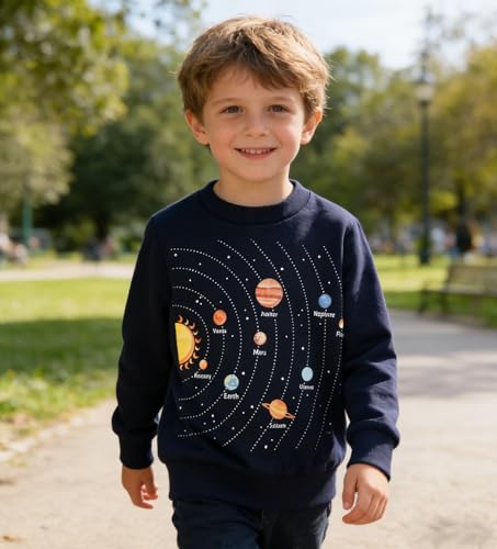 Image of Popshion Toddler Boys Sweatshirts Dinosaur Long Sleeve Pullover Crewneck Shirts Cartoon Tee Sport Tops for Kids 1-8T