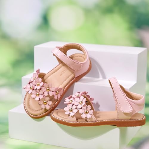 Image of Flaryzone Girls Sandals Open Toe Summer Flats Dress Sandals Shoes Toddler /Little Kid