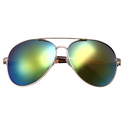 grinderPUNCH XL Wide Frame Aviator Sunglasses - Large 148mm Wide - Mirrored Lens