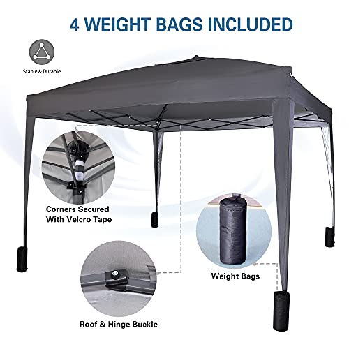 Pop-up Gazebo 3m x 3m with Sides 2 Wind Bars & 4 Weight Bags & Silver Protective Layer Waterproof Marquee Canopy WS (Grey) - Image 4