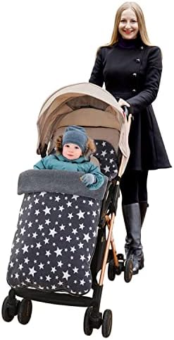 MOXTOYU Extra Thick Universal Baby Footmuff for Pushchair, Super Warm Cosy Toes for Buggy Pram Stroller, Waterproof Pram Footmuff with Rocker Fleece, Gift for Christmas Birthday to Newborn baby (Star)