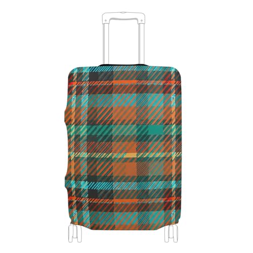 Joisal Luggage Protector Cute Suitcase Covers Plaid Fabric Green Orange Protection Traveling Travel Suitcase Accessories, M, Fits 22-24 Inch Case