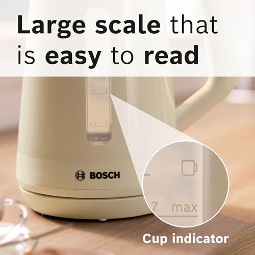 Bosch MyMoment Delight TWK1M127GB Electric Kettle with 1.7 L Capacity and Fast Boil, Integrated Limescale Filter, Cord Storage in Cream - Image 7