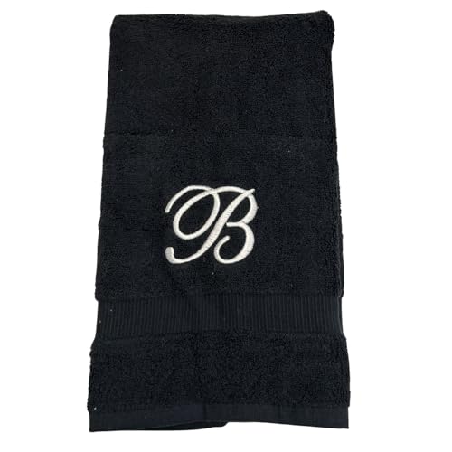 Black Monogrammed Hand Towels for Bathroom - Luxury Hotel Quality Personalized Initial Embroidered Towel for Powder Room, Spa - GOTS Organic Certified - Set of 2 White Letter B by Decorvo - Used condition - Image 4