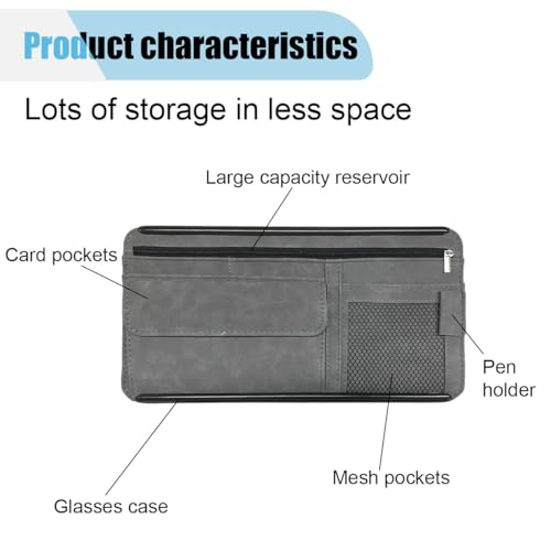Suede Car Sun Visor Organizer with Multi-Pocket