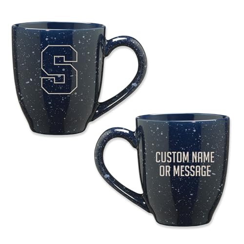 Image of Rico Industries NCAA Syracuse Orange Navy Blue Personalized 16 oz Team Color Laser Engraved Speckled Ceramic Coffee Mug