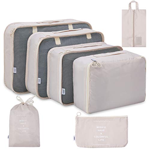 Preisvergleich Produktbild FOTEMIX Kleidertaschen 7-teilig Set, Packwürfel Leicht Reisen Koffer Organizer Aufbewahrungstasche für Kleidung Kosmetik Kabel Schuhe Unterwäsche und andere Kleinteile