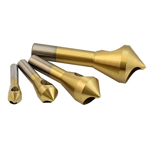 Preamer 4 Pcs 90 Degree Titanium Countersink Drill Bit Wood Chamfer Deburring Tool Set For Wood Soft Metal Woodwork Drill Bit Tool #TOP1