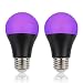 UV LED Black Light Bulb 2 Pack, 8W (60W Equivalent) A19 E26 Blacklight Bulb UVA Level 385-400nm, Glow in Dark for Body Paint Club Party Neon Posters