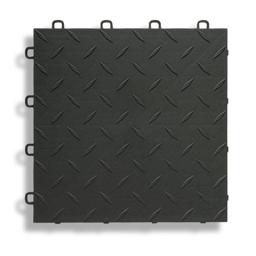 BlockTile B1US4227 Garage Flooring Interlocking Tiles Diamond Top Pack, Black, 27-Pack
