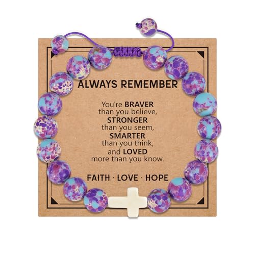 BAYLAY Christmas Gifts for Teen Girls, Beaded Cross Bracelets for Women Teen Girl Gifts Trendy Stuff Christian Religious Easter Baptism First Communion Birthday Gift Christmas Stocking Stuffers Kids