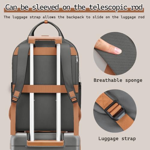 Image of Melalenia Luggage Sets 5 Piece Hard Shell Carry on Suitcase with Spinner Wheels and TSA Lock, Lightweight Travel Backpack for Women, Men, Grey Brown