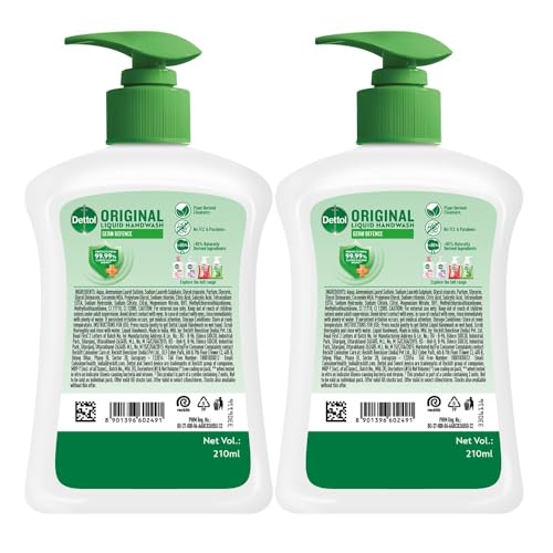 Image of Dettol Liquid Handwash Dispenser Bottle Pump (210ml, Buy 1 Get 1 Free)- Original Hand Wash | Germ Defence Formula | 10x Better Germ Protection