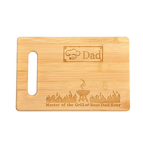 Product Image of the Gifts for dad Cute Bamboo Cutting Board, Master Of The Grill And Best DAD Ever Gifts (7'X11')