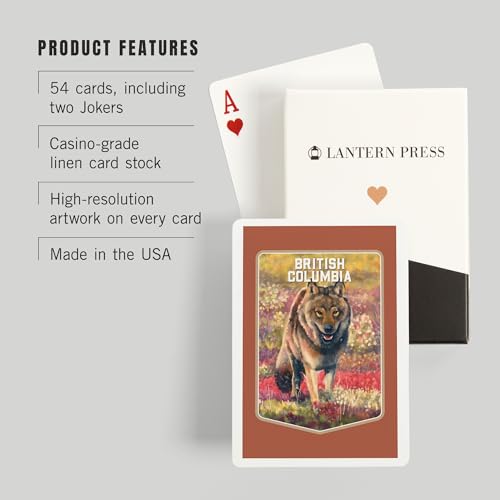 Lantern Press Baraja Poker 52 Cartas Gray Wolf miniatura 3