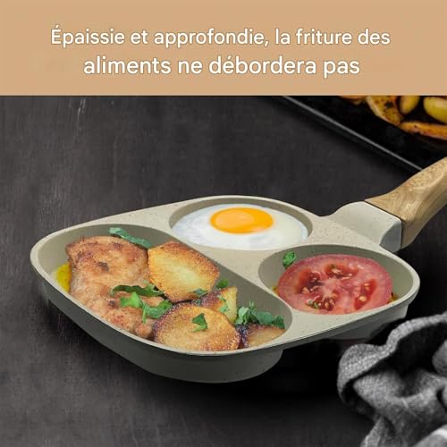 Poêle à omelette sans attacher pour cuisson crêpes sur induction gaz et camping