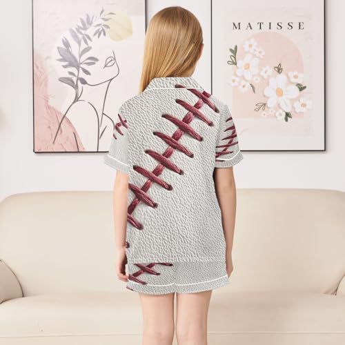 ALAZA Baseball White Sport Satin Pajamas Set Short Sleeve Button Down Sleepwear Summer Pjs 2 Piece4