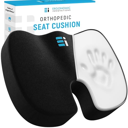 Memory Foam Seat Cushion for Office Chair - Coccyx Cushion for Tailbone Pain Relief - Orthopedic Seat Cushions for Home, Car - Ergonomic Support for Long Sitting, Sciatica, Back Pain, Pressure Relief option