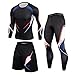 Männer Funktionswäsche Schnelltrocknende Fitnessanzug Kompressions-Trainingsanzug Dehnbare Langarm Shirt + Kurz/Lang Jogginghose Lauftraining Leggings Sport Shorts Set DREI Stücke