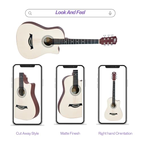 Image of BLUEBERRY B-38CM Matte Finish Natural Acoustic Guitar Kit, 38 Inch - Engineering Wood & Carbon Fiber Body, ABS Bridge & Fretboard, 3 Picks Included