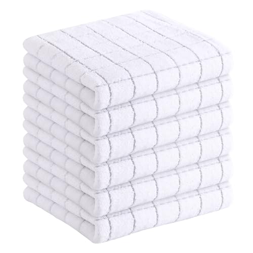 Image of Homaxy 100% Cotton Terry Kitchen Towels, 6 Pack, White
