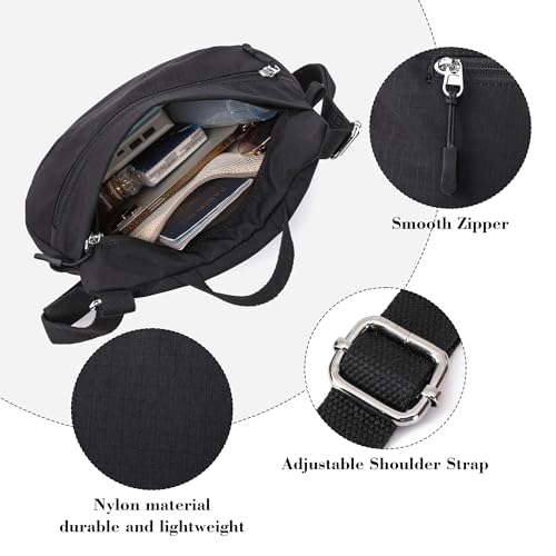 Bolso cruzado pequeño de nylon para mujer, liviano y resistente al agua miniatura 5