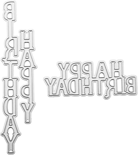 Silver Happy Birthday Metal Cutting Dies DIY Craft Carbon Steel Embossing Template Metal Cutting Dies Metals Stencils Tool Word Cutting Die for Card Scrapbooking DIY Arts Crafts Die-Cuts,Embossing