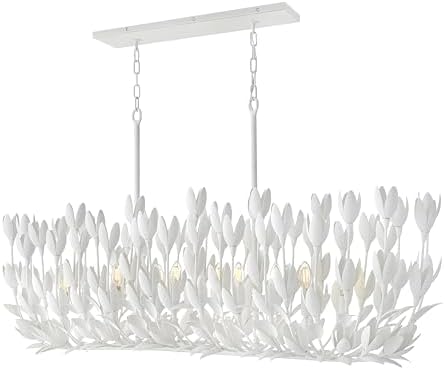 Hinkley Flora 30015TXP Linear Chandelier Light Fixture, from the Lisa McDennon Collection, Handmade, Hand-Painted, Bulbs Nestled Inside Flowers, 10 Lights, in Textured Plaster
