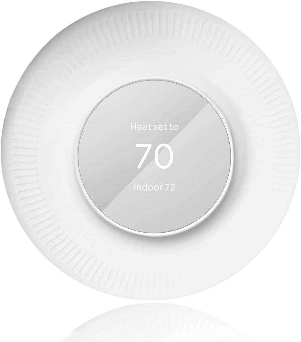 Wall Plate Cover Compatible with Google Nest Thermostat, Silicone Fingerprint Resistant Bracket Mount Trim Kit for Nest Thermostat, Complementary Design Easy to Install Backplate for Home, White