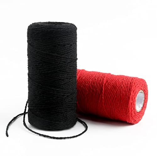 (109 Yards/1.5Mm/35 Colors Optional) Macrame Cord Craft Macramé Cotton Baker Twine Craft Making Knitting Cord Rope Diy Wedding Decor Supply Christmas Wrapping String Rope (Black) #TOP2