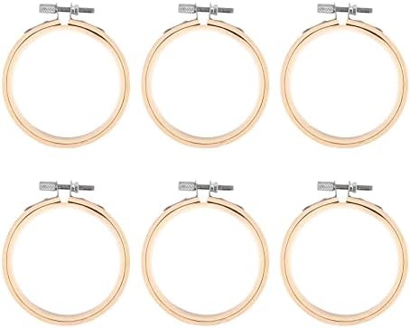 Wobekuy 20 Pieces 3 Inch Bamboo Embroidery Hoops Round Wooden Hoop Round For Art Craft Sewing