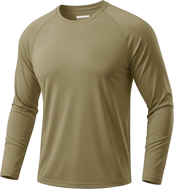 TACVASEN Camisas de Protección UV para Hombre Top de Manga Larga Rash Guard Camiseta de Verano Protección Solar Camiseta de Playa Cian Opaco