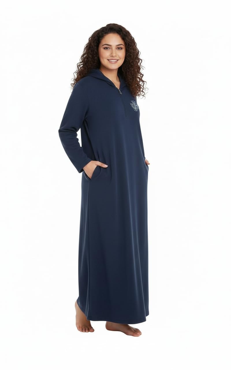 e - ezra Soft Rayon Nighty for Woman | Floral Gown for Women Night Wear with Pocket | Rayon Nighty for Women Stylish | Maxi for Women Free Size Blue-picture-11